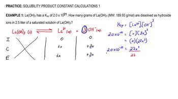 Solubility Product Constant Calculations 1