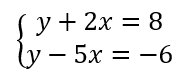 Image showing a system of two linear equations to solve and classify without graphing.