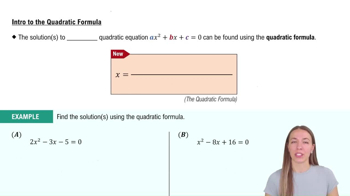 Introduction to the Quadratic Formula