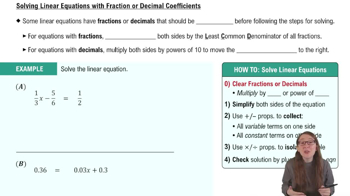 Solving Linear Equations with Fraction or Decimal Coefficients