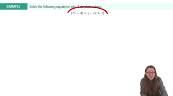 Solving Equations Involving 2 Absolute Values Example 2