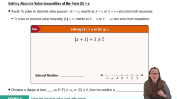 Solve Absolute Value Inequalities of the Form |X|>a