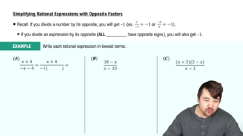 Simplifying Rational Expressions with Opposite Factors