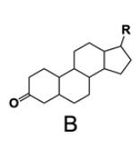 Chemical structure B, labeled, showing a sterol-like configuration.