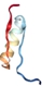 3D representation of a protein with colored helices and loops, showing structural motifs.