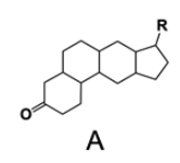 Chemical structure A, labeled, showing a sterol-like configuration.