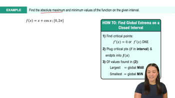 Finding Global Extrema (Extreme Value Theorem) Example 4