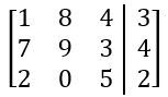 Matrix showing a system of equations for row operation: swap R1 and R2.