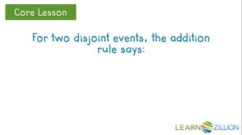Use the Addition Rule to calculate the probability of disjoint event A or B