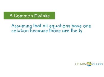 Predict how many solutions a linear equation has
