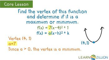 Find a" to determine whether vertex is a maximum or a minimum"