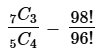 Mathematical expression showing the difference between two combinations and a fraction with factorials.