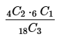 Mathematical expression showing a combination formula with coefficients and multiplication symbols.
