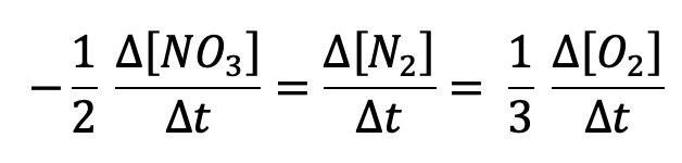 Final stoichiometric rate equation for the reaction 2 NO3 → N2 + 3 O2.