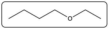 Chemical structure of butyl methyl ether with highlighted ether oxygen.