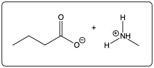 Reaction diagram showing acid-base interaction with charged species.