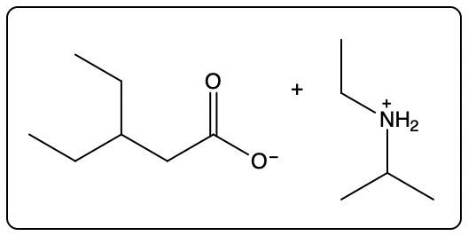 Reaction showing carboxylate ion and amine, indicating a step in amine reactions.