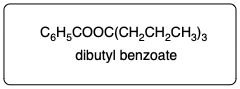 Condensation reaction diagram showing esterification of benzoic acid and 1-butanol.