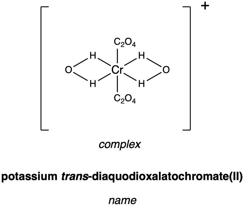 Structure of trans-K[Cr(C2O4)2] coordination compound.