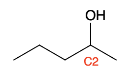 Line structure of CH3(CH2)2CHOHCH3 with the hydroxyl group at C2.