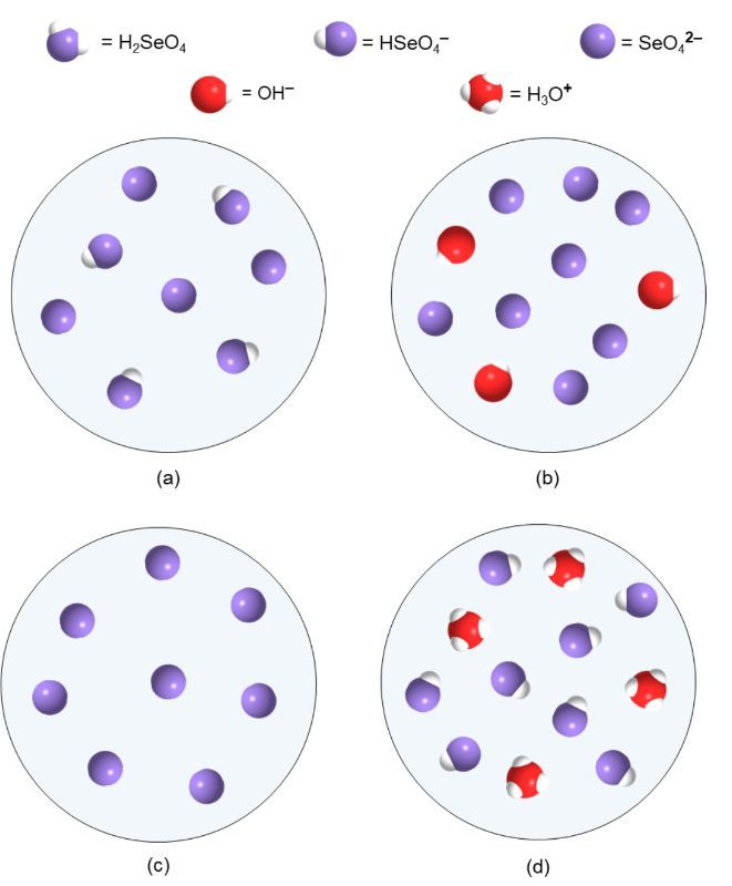 Diagram showing initial state of selenic acid before KOH addition in titration.