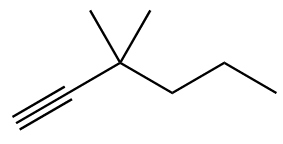 Structural formula of an organic molecule featuring a triple bond and branched alkyl groups.
