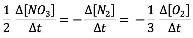 Another stoichiometric rate equation for the reaction 2 NO3 → N2 + 3 O2.