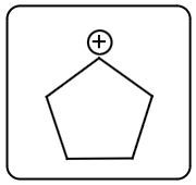 Cyclopentene with a positively charged carbon, representing a carbocation intermediate.