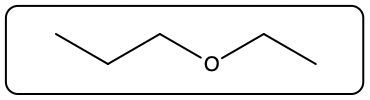 Diagram of butyl methyl ether illustrating the ether bond and carbon chains.