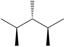 Skeletal formula showing group 1 going inside the page, groups 2 and 3 coming out.