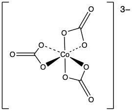 Achiral structure of [Co(C2O4)3]3− coordination complex.