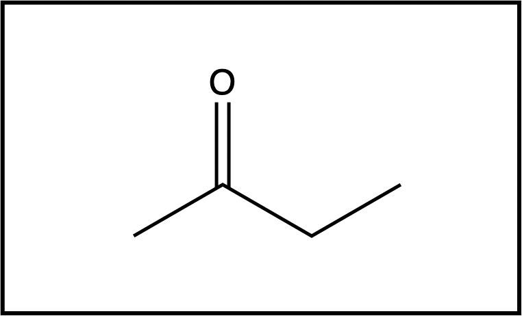 Structure of 2-butanone showing a ketone functional group.