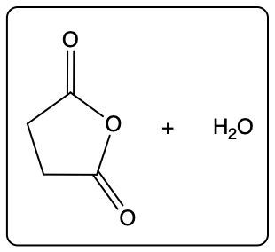 Carboxylic acid reacting with water to form products.