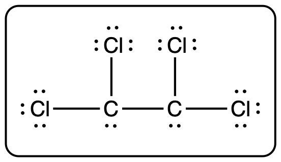 Lewis structure of a carbon-chlorine compound with single bonds.