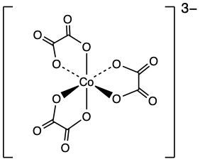 Chiral structure of [Co(C2O4)3]3− coordination complex.