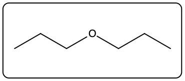 Chemical structure of dibutyl ether with two butyl groups and an oxygen atom.