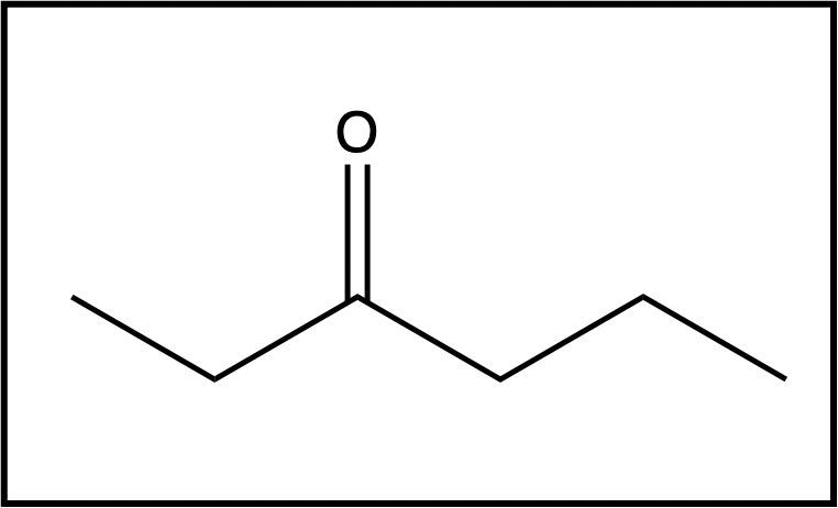 Structure of hexan-3-one with a carbonyl group on the third carbon.