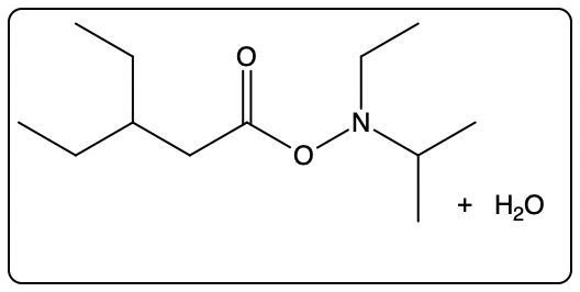 Product of reaction between carboxylic acid and amine, yielding an amide and water.