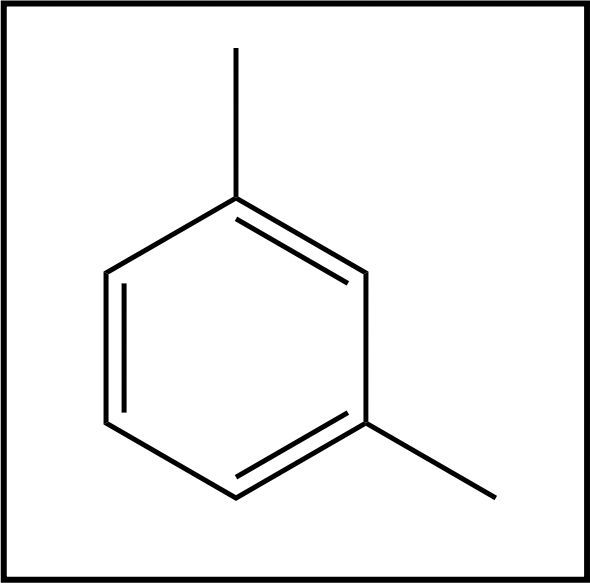 Structure of meta-dimethylbenzene with one methyl group at the top and one at the bottom right.