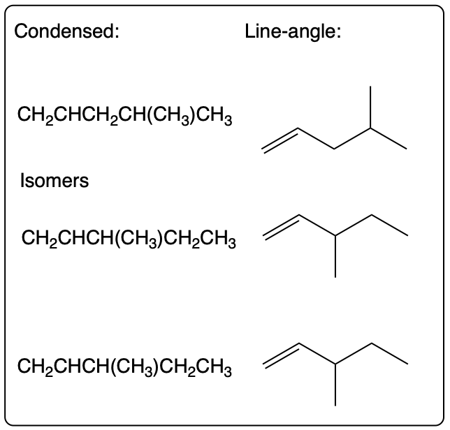 Condensed formula representation of the organic compound.