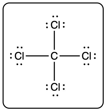 Lewis structure of a carbon-chlorine compound with a central carbon atom.