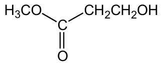 Structural formula of a molecule showing a methoxy group, a carbonyl group, and a terminal hydroxyl group.