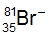 Isotope representation of Bromine with 81 neutrons and 35 protons, indicating an ion.