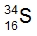 Image showing sulfur with 34 protons and 16 neutrons, related to isotopes in chemistry.