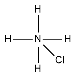 Lewis Dot Structure for ammonium ion, NH4+, with a bond to chloride ion, Cl-.