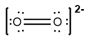 Lewis Dot Structure for the O2 2- ion with a double bond and lone pairs.