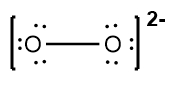 Lewis Dot Structure for the O2 2- ion with a single bond.