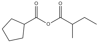 Line-angle formula of the ester product formed from the reaction.