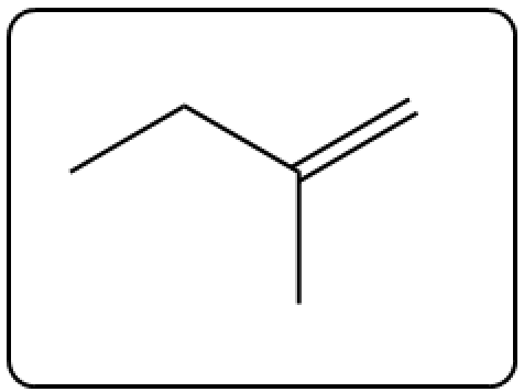 Possible alkene product structure from dehydration of the alcohol shown in the first image.