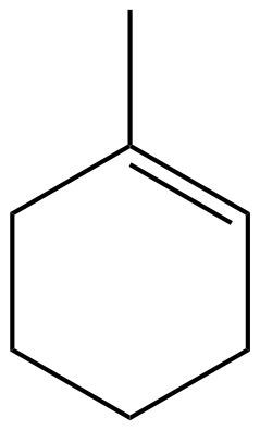 Chemical structure showing dehydration reaction of 2-methylcyclohexanol.